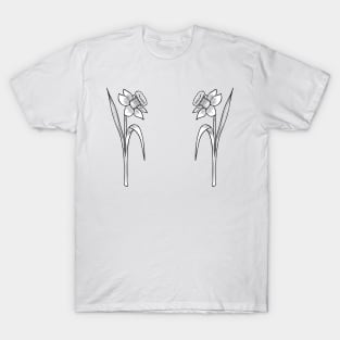 black daffodil rose flower T-Shirt